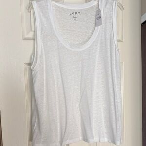 LOFT Classic White Sleeveless Tank Top